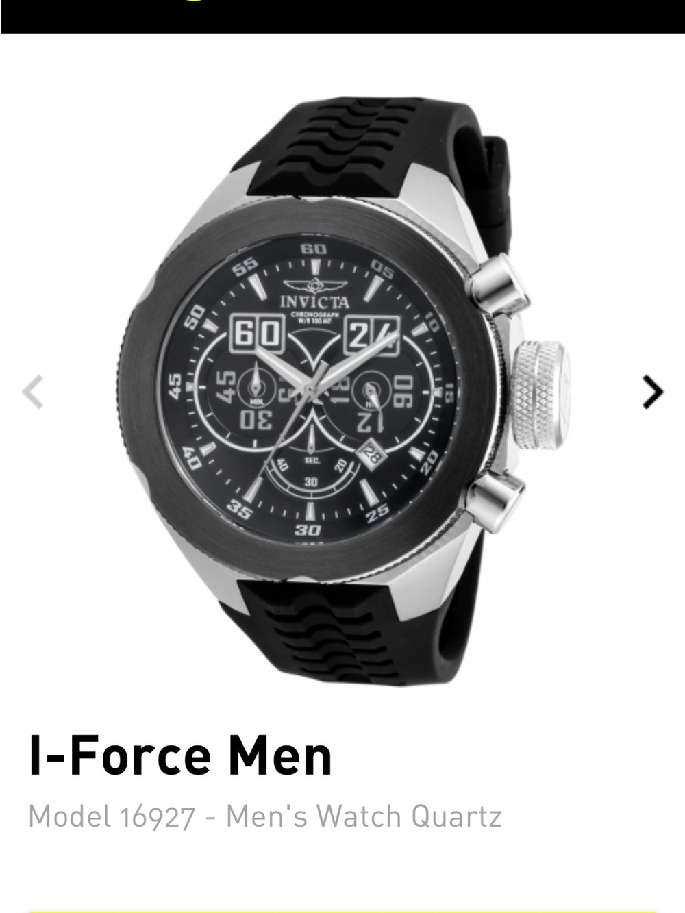 Invicta Black and Silver Chronograph Watch - Picture 2 of 3